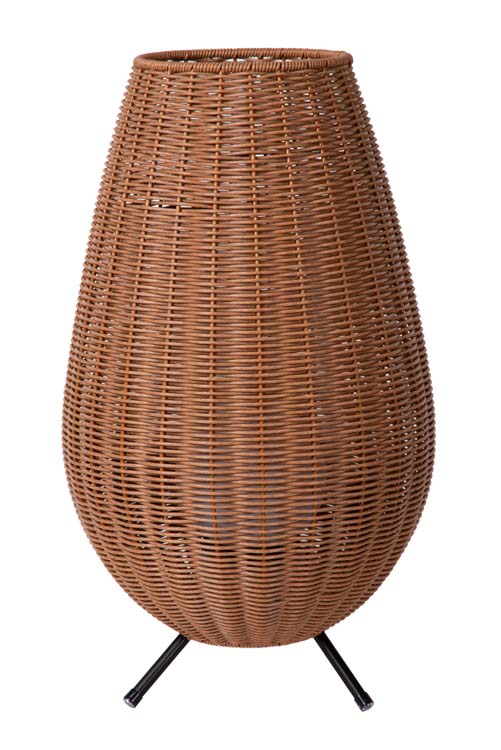 Lucide COLIN IP44 - Oplaadbare Tafellamp Buiten - Accu/Batterij - LED - 1x3W 3000K - IP44 - 3 StepDim - H50 cm - Licht hout