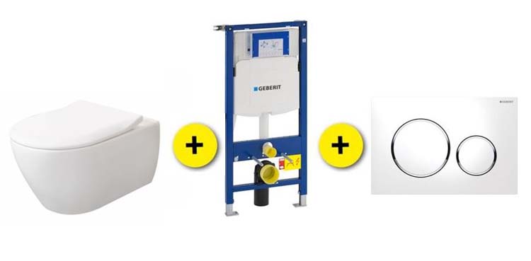Set de toilette Subway blanc avec siège +plaque blanc +reservoir UP320