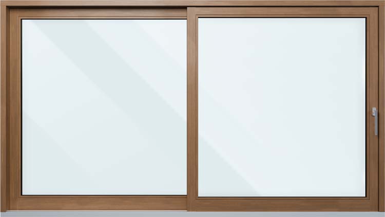 Hefschuifraam hout Meranti Ribe naturel  R>L Br1800 x H2150 mm