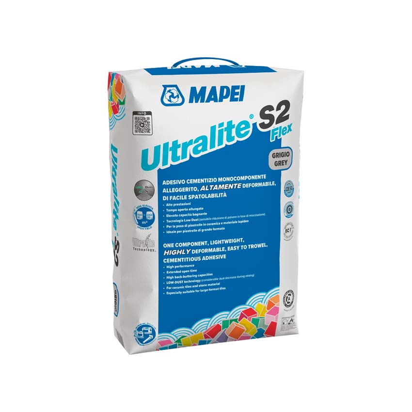 Colle à carrelage Mapei Ultraflex pro+ extra légère grise 15kg