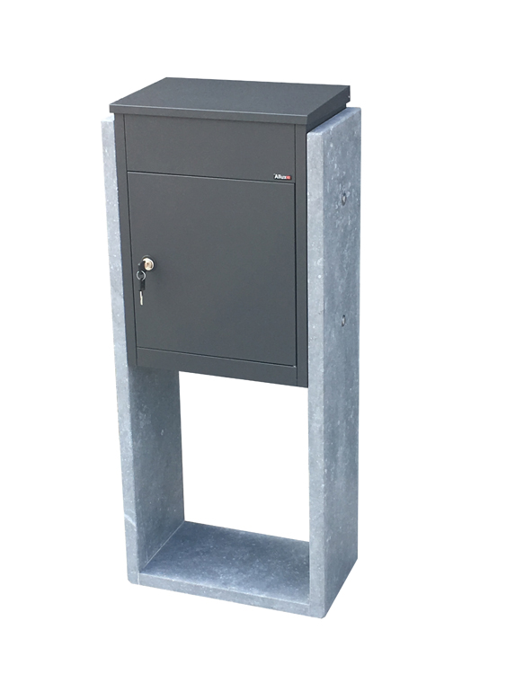 Boîte à colis Virton anthracite pierre bleue et acier