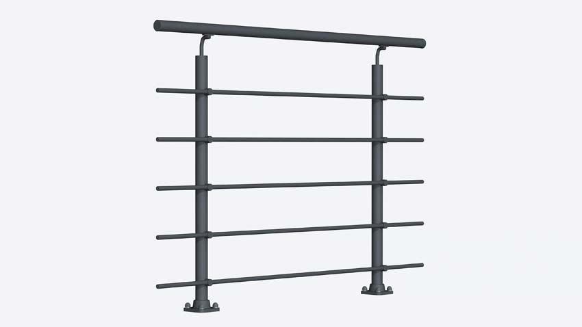 Kit garde-corps Grode aluminium anthracite 150cm fixation au sol