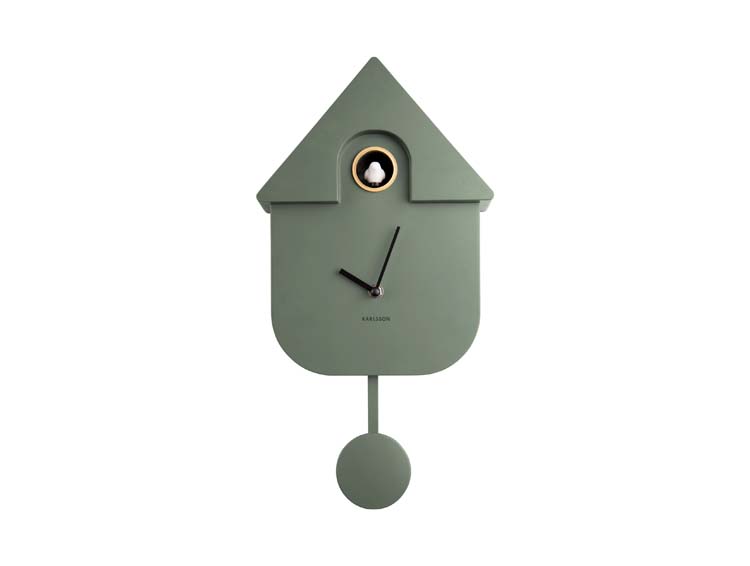 Wandklok modern koekoek groen 41x8x21.5 cm