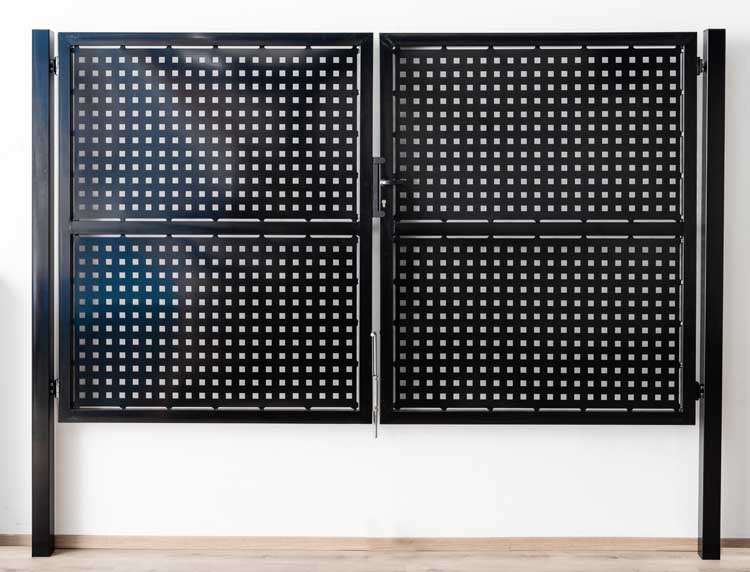 Portail perforé acier noir 175x300cm Portail perforé acier noir 175x300cm