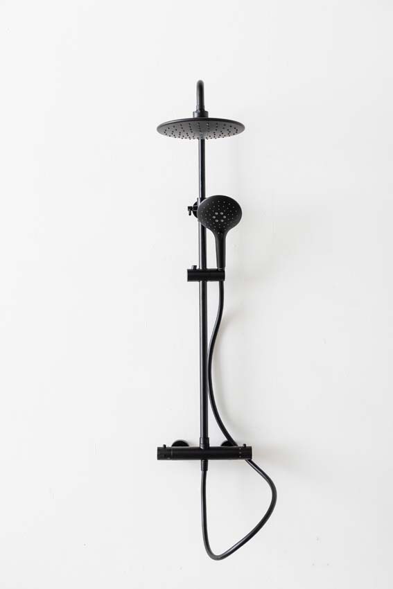 Set de douche Stallion noir thermostatique complet
