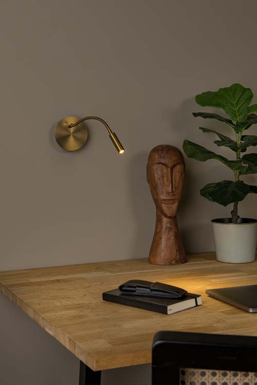 Lampe de chevet / Applique mural Rechargeable - Batterie/Piles - Ø 11 cm - LED - 1x2W 3000K - Magnétique - Or Mat / Laiton