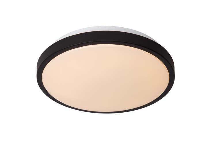 Lucide DASHER - Plafonnier Salle de bains - Ø 29,3 cm - LED - 1x12W 2700K - IP44 - Noir