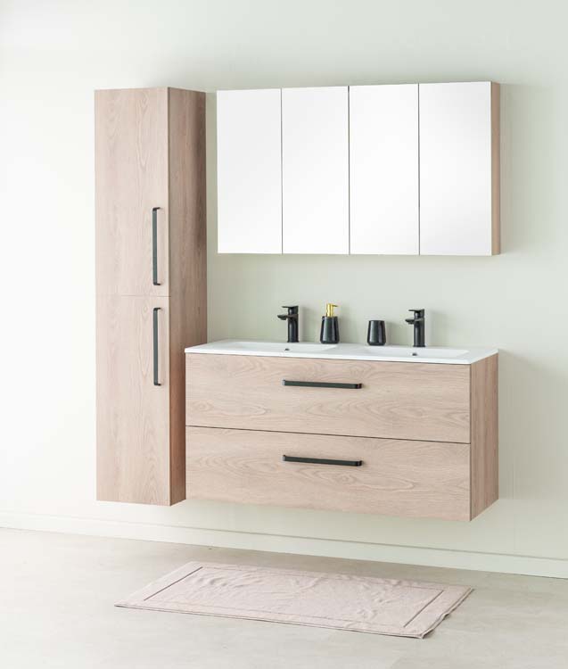 Badmeubel Bison eik 1200 mm wastafel zwart